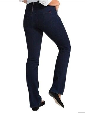 SPANX Signature Waist Slim Boot Cut Jeans Midnight Blue Back Zipper, sz 28"x32"